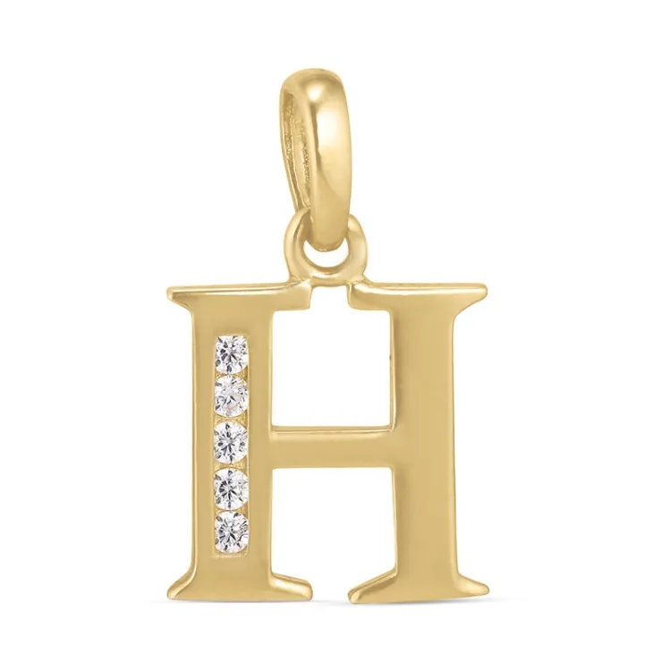 bokstav h zirkon anheng i 9 karat gull - My Letter