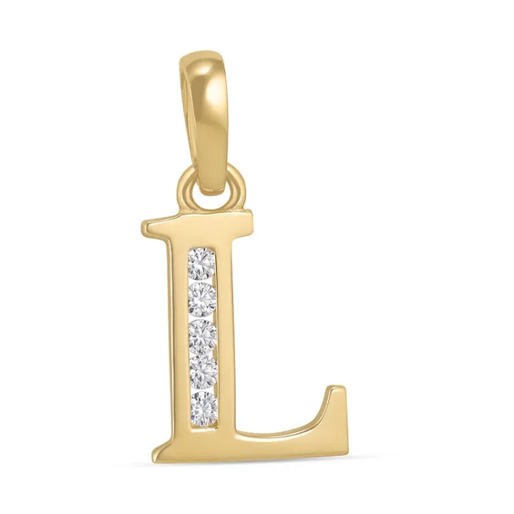 bokstav l zirkon anheng i 9 karat gull - My Letter