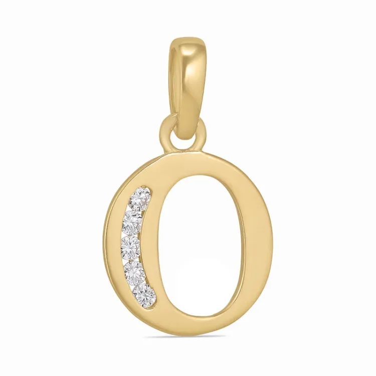 bokstav o zirkon anheng i 9 karat gull - My Letter