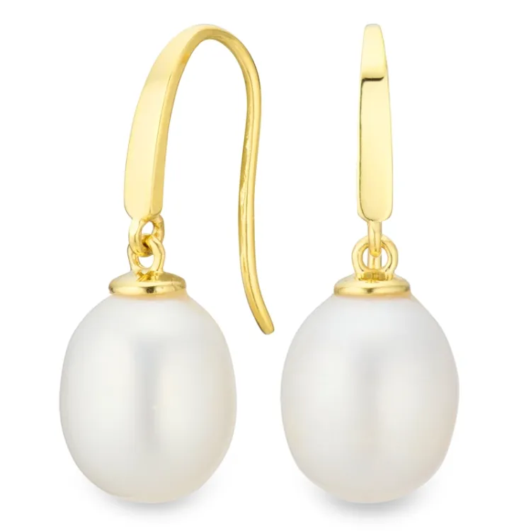 8-8,5 mm perle øredobber i 9 karat gull - Gold Collection