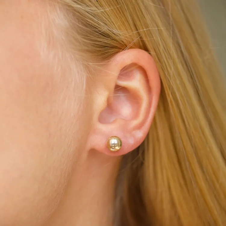 7 mm kule øredobber i 9 karat gull - Gold Collection