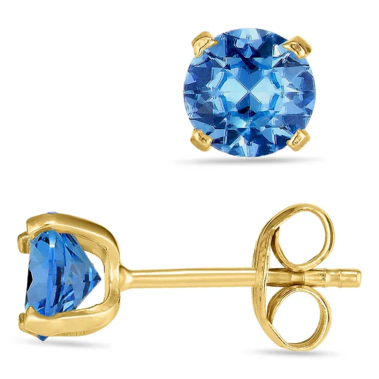 runde ørestikker i 9 karat gull med zirkon - Gold Collection