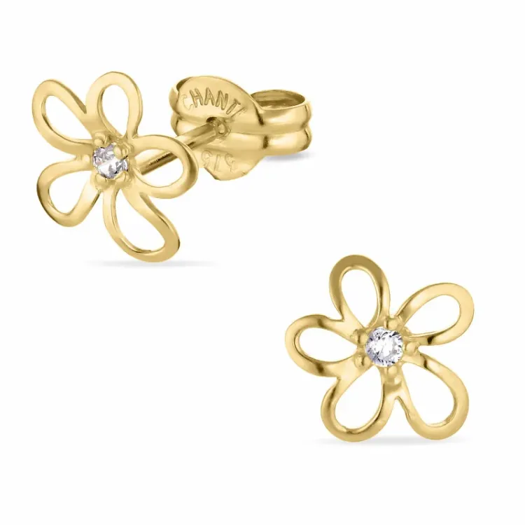 blomst øredobber i 8 karat med zirkon - Gold Collection