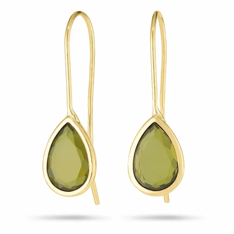 dråpe øredobber i 9 karat gull med zirkon - Gold Collection