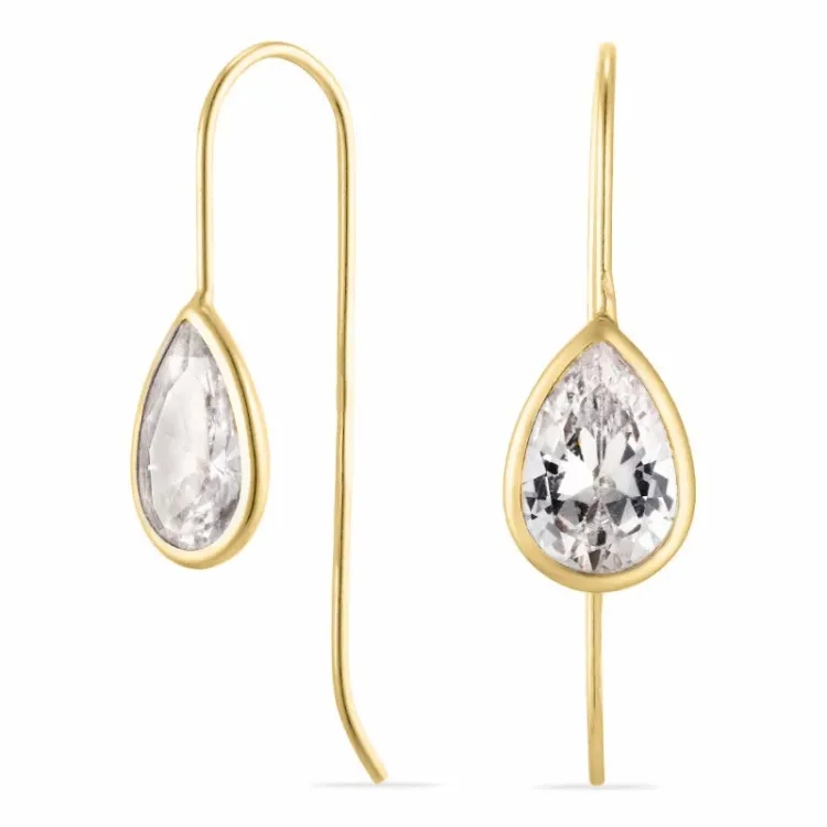 dråpe øredobber i 9 karat gull med zirkon - Gold Collection