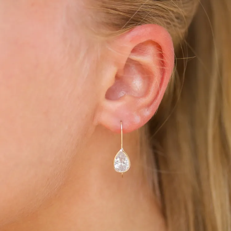 dråpe øredobber i 9 karat gull med zirkon - Gold Collection