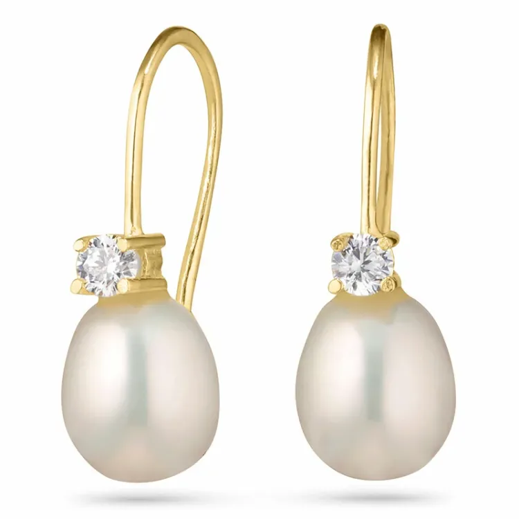 lange øredobber i 9 karat gull med zirkon - Gold Collection