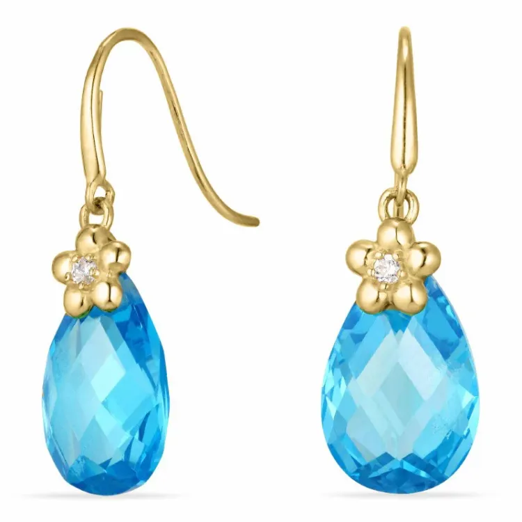 dråpe øredobber i 9 karat gull med zirkon og zirkon - Gold Collection