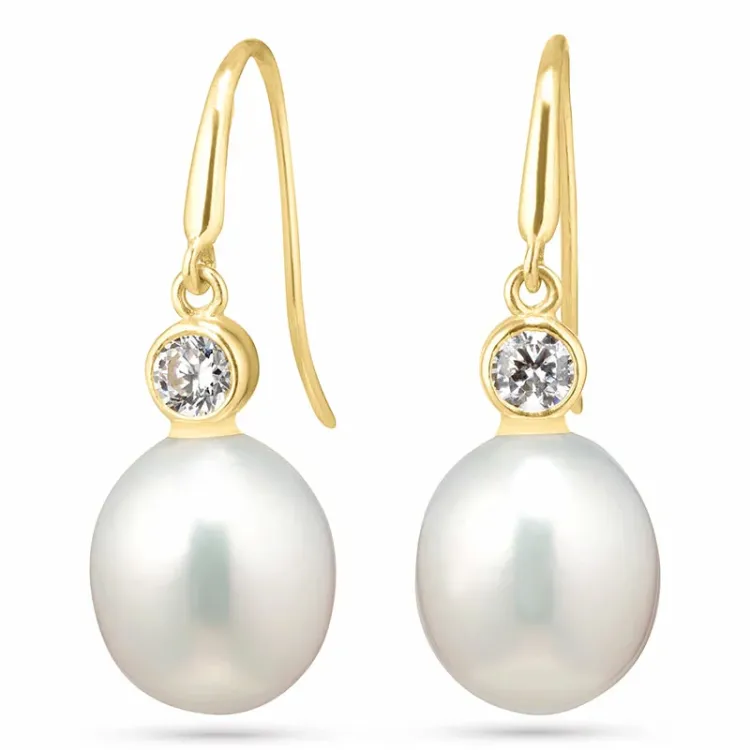 øredobber i 9 karat gull med zirkon - Gold Collection