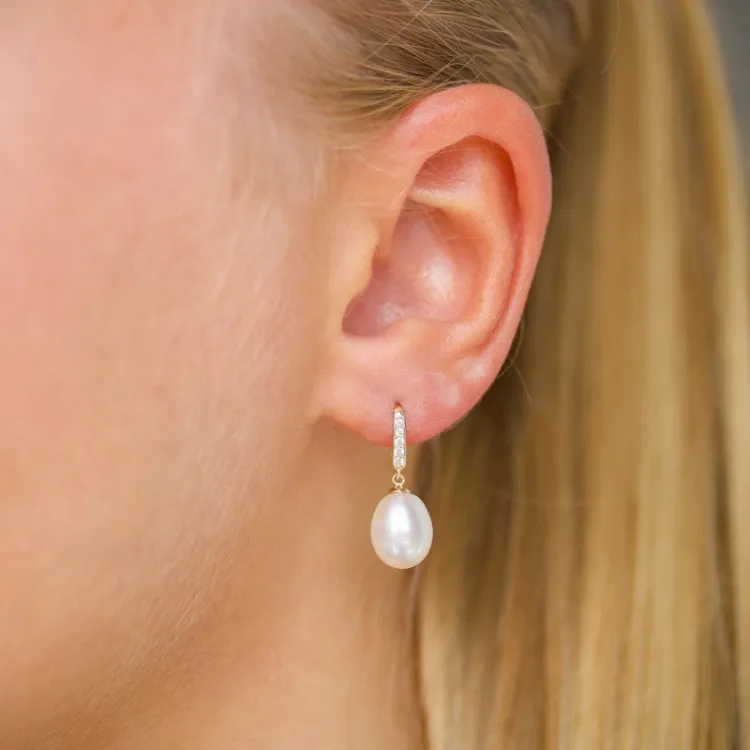øredobber i 9 karat gull med zirkon - Gold Collection