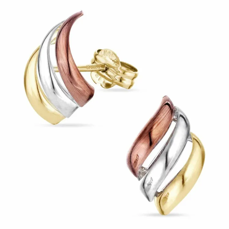 øredobber i 9 karat gull hvittgull og rødt gull - Gold Collection
