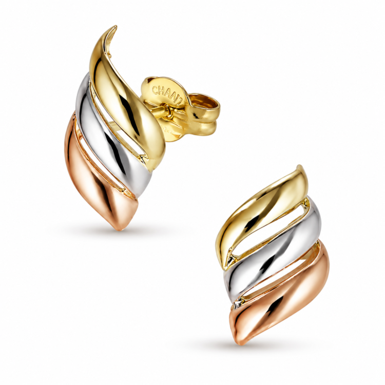 øredobber i 9 karat gull hvittgull og rødt gull - Gold Collection