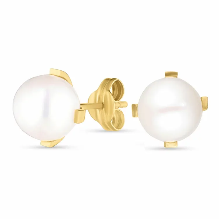 8,5 mm runde øredobber i 9 karat gull med  - Gold Collection