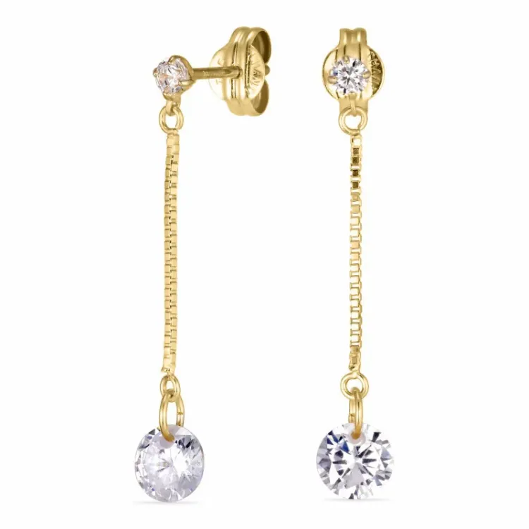 lange kjedeøreringer i 8 karat med zirkon - Gold Collection