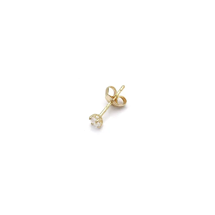 1/2 par 3 mm øredobber i 9 karat gull med zirkon - Gold Collection