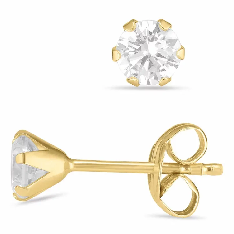 4 mm ørestikker i 9 karat gull med zirkon - Gold Collection