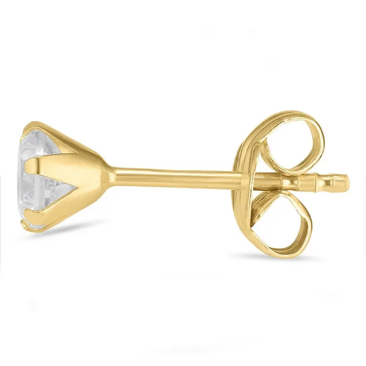 1/2 par 4 mm ørestikker i 9 karat gull med zirkon - Gold Collection