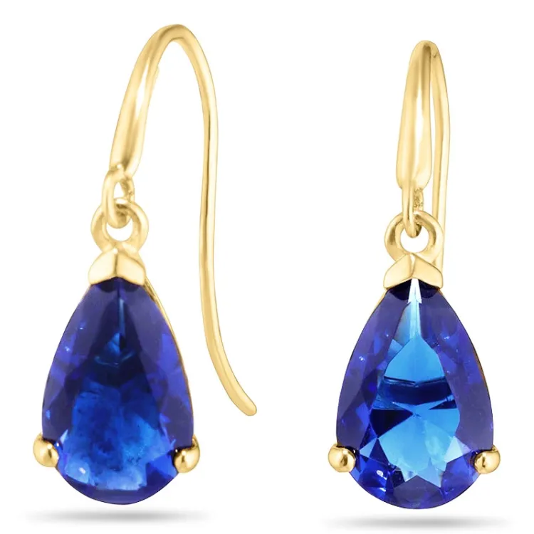 dråpe blå øredobber i 9 karat gull med syntetisk safir - Gold Collection