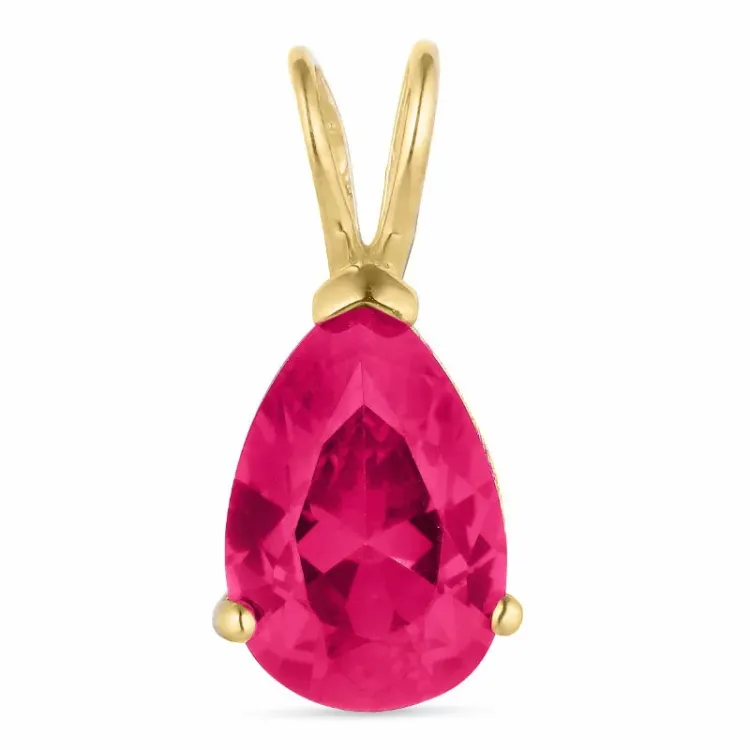 dråpe rosa syntetisk rubin anheng i 9 karat gull - Gold Collection