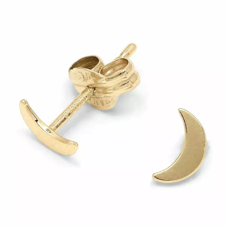 liten måne ørestikker i 9 karat gull - Gold Collection