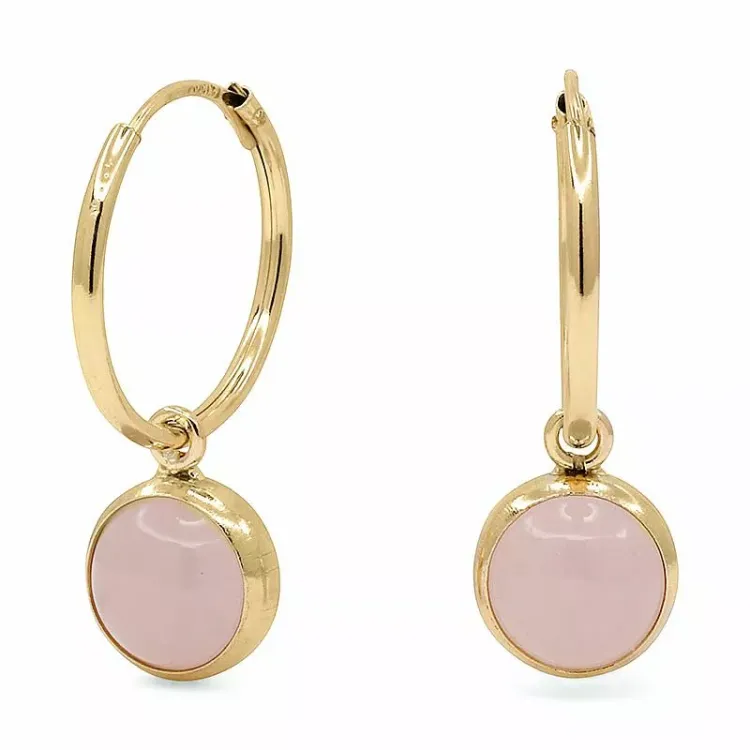 12,5 mm creol i 9 karat gull med syntetisk kvarts - Gold Collection