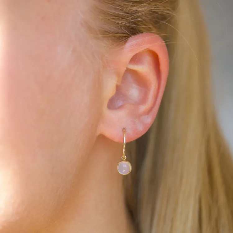 12,5 mm creol i 9 karat gull med syntetisk kvarts - Gold Collection