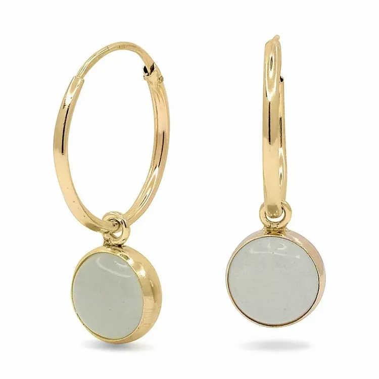 13 mm creol i 9 karat gull med syntetisk kvarts - Gold Collection