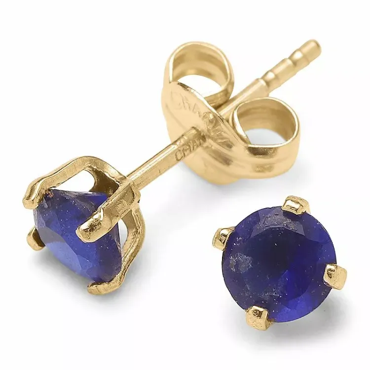 runde ørestikker i 9 karat gull med zirkon - Gold Collection