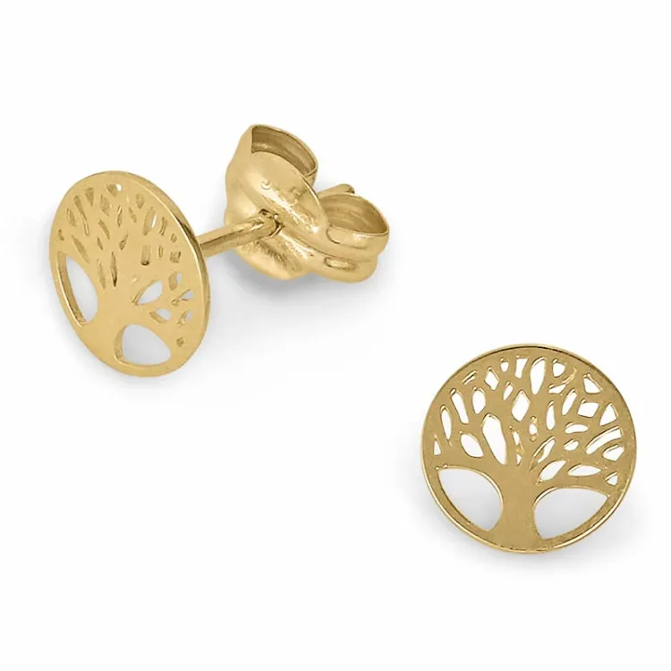 6,5 mm livets tre ørestikker i 9 karat gull - Gold Collection