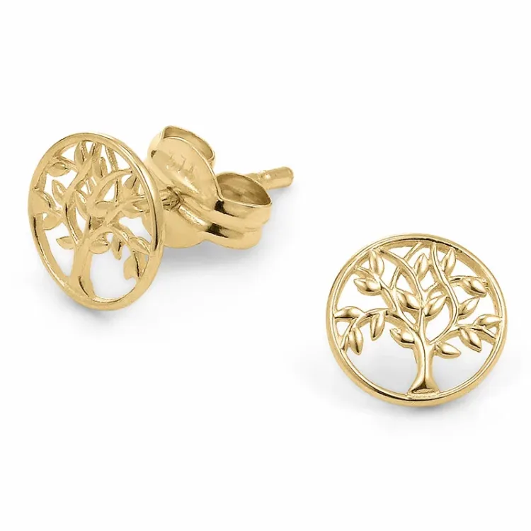 6,5 mm livets tre ørestikker i 9 karat gull - Gold Collection