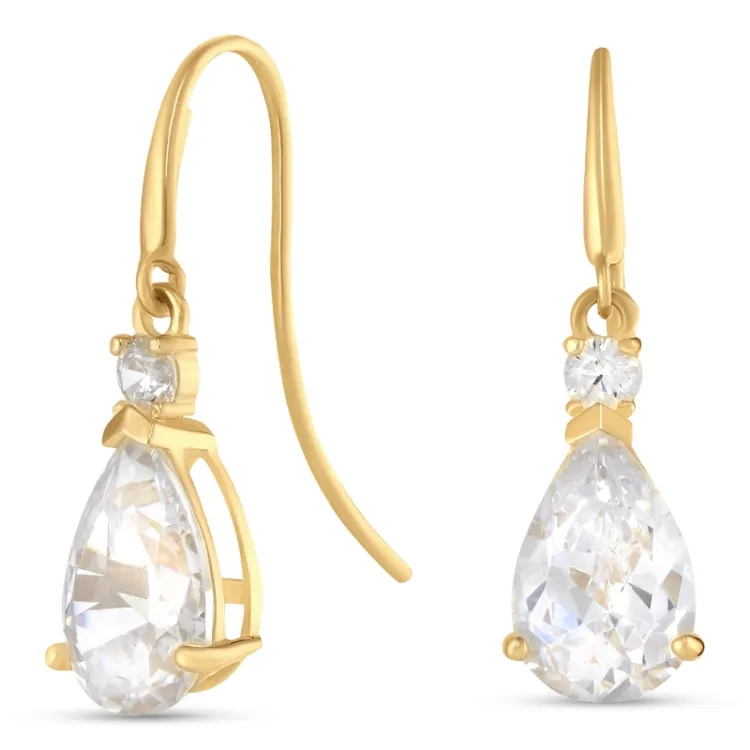 dråpe øredobber i 9 karat gull med zirkon og zirkon - Gold Collection