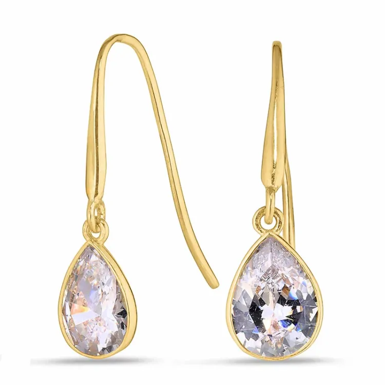 dråpe øredobber i 9 karat gull med zirkon - Gold Collection