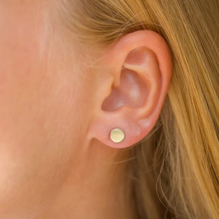 6 mm runde øredobber i 9 karat gull - Gold Collection