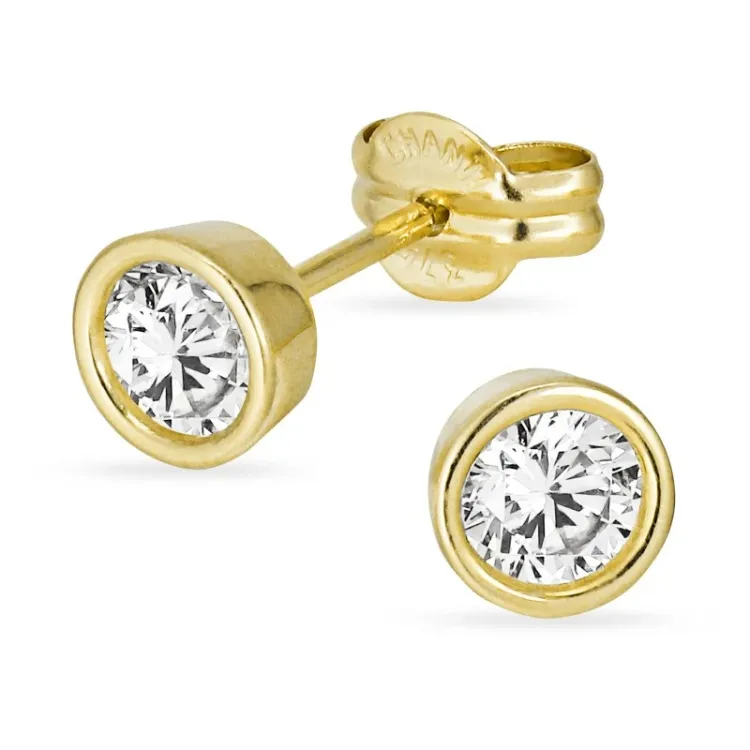 5 mm ørestikker i 9 karat gull med zirkon - Gold Collection