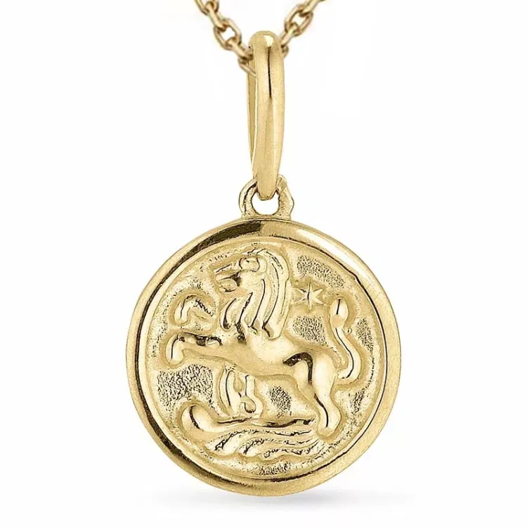 stjernetegn løven halskjede i forgylt sølv med anheng i 9 karat gull - Gold Collection