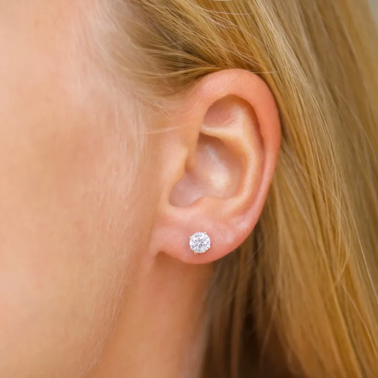 5 mm runde øredobber i 14 karat gull med zirkon - Gold Collection