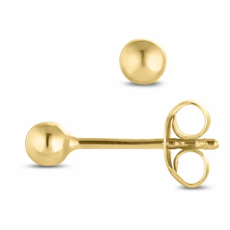3 mm kule øredobber i 14 karat gull - Gold Collection
