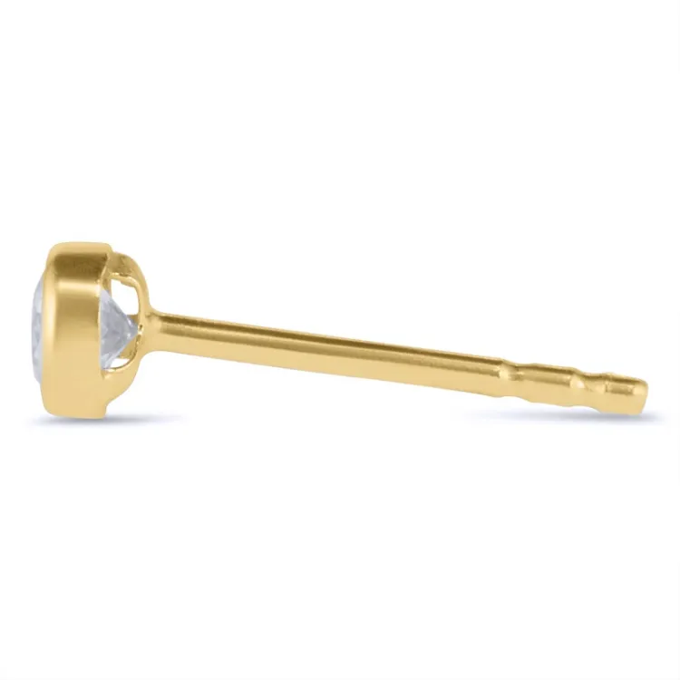 1/2 par 3 mm øredobber i 14 karat gull med zirkon - Gold Collection