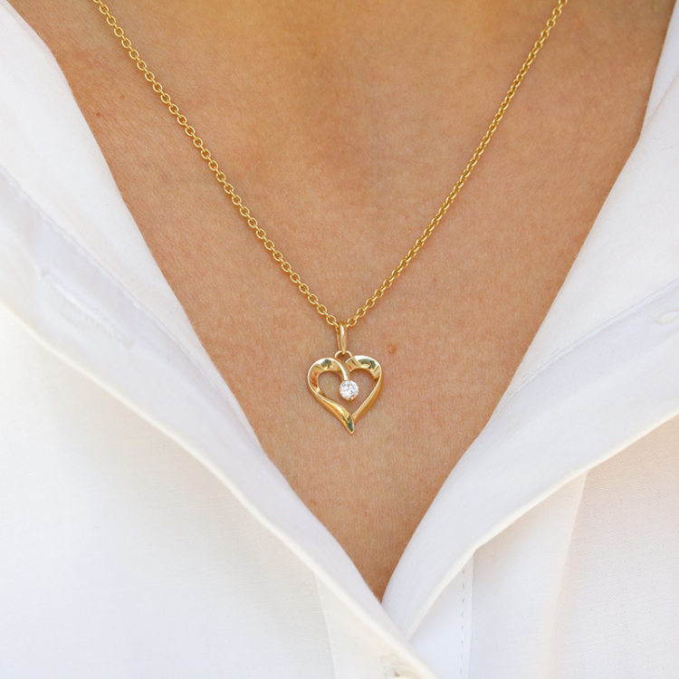 hjerte anheng i 14 karat gull - Gold Collection
