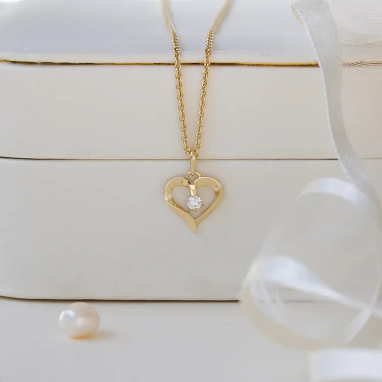 hjerte anheng i 14 karat gull - Gold Collection