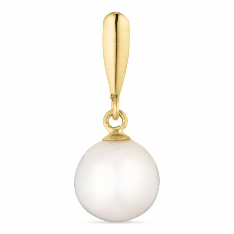 hvit perle anheng i 14 karat gull - Gold Collection