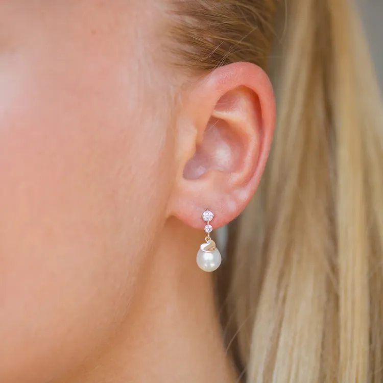 øredobber i 14 karat gull med zirkon - Gold Collection