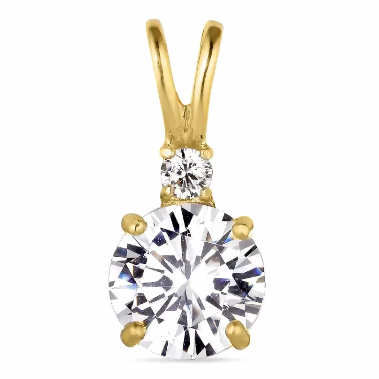 hvit zirkon anheng i 14 karat gull - Gold Collection