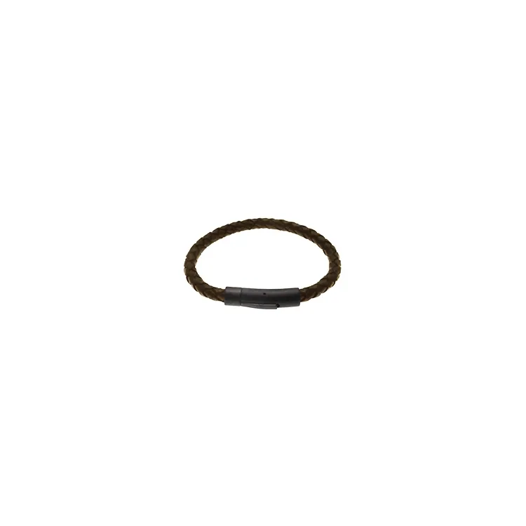 Armbånd i mørkbrun lær med stållås  x 6,2 mm