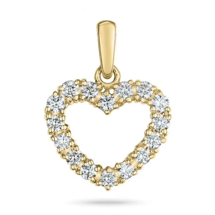 hjerte diamant anheng i 14 karat gull 0,516 ct