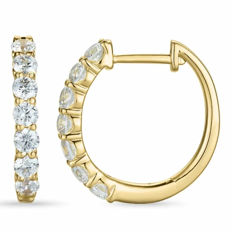 16 mm diamant creol i 14 karat gull med diamant