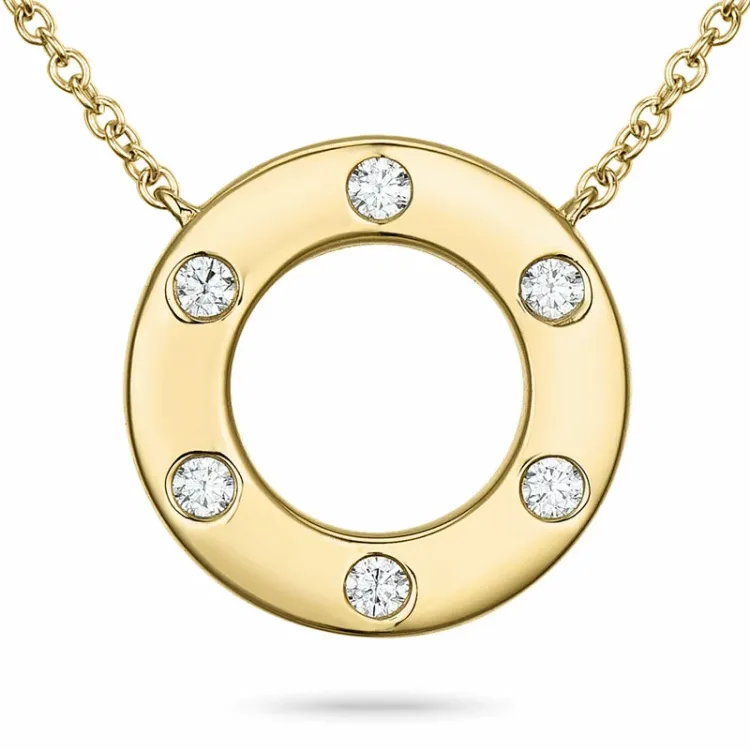 45 cm halskjede med anheng i 14 karat gull 0,114 ct