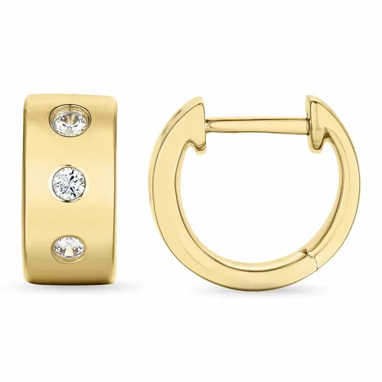 12 mm diamant creol i 14 karat gull med diamant