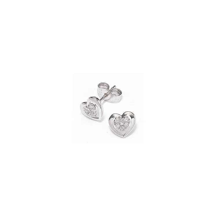 hjerte hvite diamant for henne diamantøredobb i 14 karat hvitt gull med diamant
