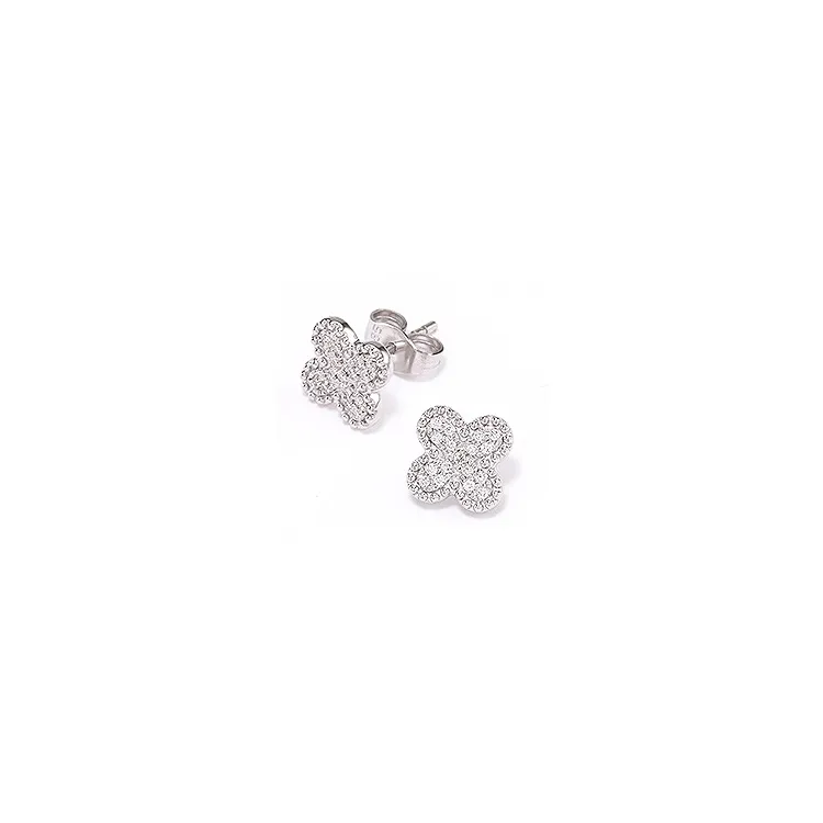 blomst diamant ørestikker i 14 karat gull med diamant
